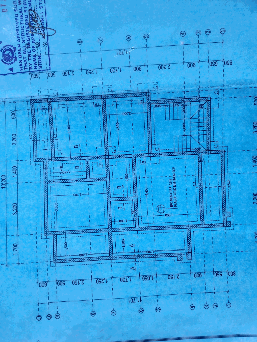Approved architectural floor plan for a building project
